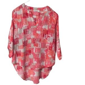 CATO High-Low BRIGHT And COLORFUL Summer Blouse Size LARGE